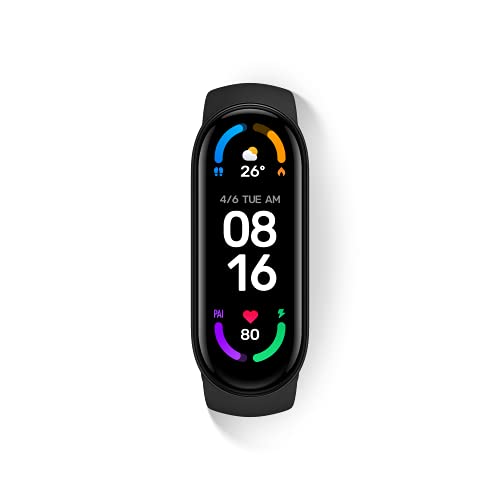 Xiaomi Mi Smart Band 6 – 1.56” (3.96 Cm) Large Amoled Color Display, 2 Week Battery Life, 30 Fitness Mode, 5 Atm, Spo2, Hr, Sleep Monitoring, Women’S Health Tracking, Alarm, Music Control (Black)