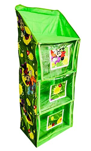 Kuber Industries Cotton Four Cabinet Baby Hanging Almirah, Green (Va5136_6)
