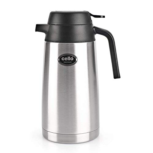Cello Magnum Stainless Steel Double Walled Carafe, Insulated, 1600Ml, 1Pc, Silver