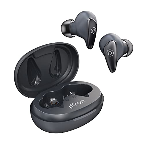 Ptron Bassbuds Plus True Wireless Bluetooth 5.0 In Ear Earbuds With, Deep Bass, Ipx4 Water/Sweat Resistant, Passive Noise Canceling, Up To 8Hrs Battery,Digital Display & With Mic(Blue & Black)