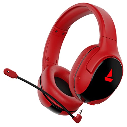 Boat Immortal Im 1300 Gaming Bluetooth Wireless Over Ear Headphones With Mic With 2.4Ghz Ultra Low Latency Mode Upto 35Ms, Bluetooth Mode 3D Spatial Audio, Bt V5.1, Dual Mics, Dongle Slot(Black Sabre)
