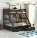 STRATA FURNITURE Sheesham Wood Bunk Bed with 2 Drawer Storage Wooden Double Bed Furniture for Bedroom Home (Walnut Finish)