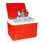 HACER Insulated Chiller Ice box Standard Size Lunch & Cold Drinks Portable Hard Cooler with Handle for Travel Party Bar Beach Picnic Camping Medical Purpose (6 L, Red & White)
