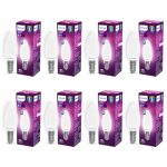 PHILIPS 4-watt Filament Candle LED Bulb | Diffused Candle Bulb For Home & Decoration | Bulb Base: E14, Cool White | Pack of 8