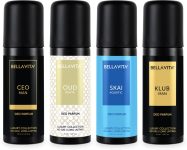BELLAVITA organic Deo Parfum Travel-Size Gift Set|4×50 ml|Long Lasting Body Deodorant Spray – For Men & Women(200 ml, Pack of 4)