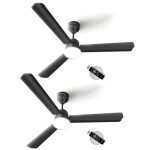 LONGWAY Luminair 1200 mm BLDC Ceiling Fan with Remote Control | BEE 5 Star Rated Energy Efficient | Ultra High Speed 3 Blade Anti-Dust Decorative | 5 Years Warranty (Smoked Brown, Pack of 2)