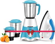Skystar Elegant Mixer Grinder & 750 Dry Iron Super Combo 700 W Mixer Grinder(Elegant & 750Dry Iron Super Combo | 3 Jars | White Blue)