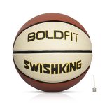 Boldfit Rubber Basketball Size 7 Professional Basket Ball for Indoor-Outdoor Training Basketball for Players with Free-Air Needle Best Basketball Match Ball for Kids, Men Swish King No 7, Brown