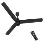 Polycab Silencio Mini DLX 1200mm 5-Star Advanced BLDC,Remote Ceiling fan for home|High Air Delivery, 25 Speed Setting, Sleep Mode, Reverse Rotation,Free Installation|3+1 Years Warranty【Midnight Black】