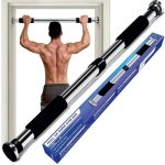 Strauss Chin Up Door Bar | Pull Up Bars for Home Workout with Palm Pad and Anti-Skid Grip | Door Way Adjustable Length Hanging Rod | Hanging Bar for Pull-ups,Push ups & Chin ups,(Silver)