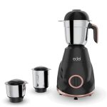 Edel by Lifelong Premio 1.0 | Mixer Grinder 500 Watt | 3 Stainless Steel Multipurpose Jars with 3 Speed Control and Pulse function | Food grade Stainless Steel blades (Black)