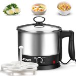 AGARO Esteem Electric Multi Kettle 1.2L, 600W, with Stainless Steel Body, Egg Rack, Grill Rack, 3 Heating Modes & Rapid Boil Technology, Boiling Water, Tea, Coffee, Oats, Noodle, Soup