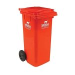 Nilkamal Dustbin | 120 Liter | Color options available | Dustbin with wheels | Outdoor garbage cans | Big dustbin with lid outdoor | Big extra large size dustbin for outdoor | Red-Plastic,Manual lift