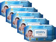TEDDYY Baby Soft Wet Wipe with Lid | Pack of 5 | With Aloe Vera and Vitamin E(360 Wipes)