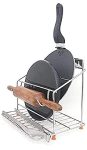 AB99 COLLECTION 4 in 1 Stainless Steel Chakla Belan Stand & Organizer, Utensils Rack & Wall Mounted chakla belan stand, Tawa Stand for Kitchen (Chakla Belan Stand)