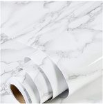 Kerok Marble Wallpaper for Walls – Elegant, Removable, Self-Adhesive Marble Effect Peel and Stick Wallpaper for Living Room, Bedroom, and Home Décor (60x200cm) (White -1pc)