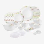 cello Pack of 35 Opalware Dazzle Secret Garden | Extra Strong | | Dinner Set(White, Microwave Safe)