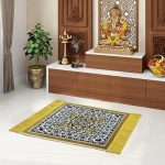 STATUS Traditional Carpet/Pooja Mat | Square Shape | Mat for Home Temple | Pooja Assan 18×18 inch (Beige)