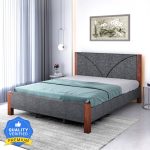 Flipkart Perfect Homes Massif Solid Wood Queen Bed(Finish Color – Walnut and light grey, Delivery Condition – Knock Down)