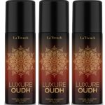 La French Luxure Oudh Unisex Deodorant | Long Lasting Body Spray | Deodorant for Men & Women | Refreshing Oud Aroma | Easy to Carry Gym Office Parties Each 150ml Pack of 3