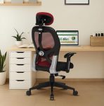 Da URBAN® Prisma High Back Revolving Mesh Office Executive Ergonomic Chair with Adjustable Headrest and Tilt Lock, Long Day Comfort, (Red)