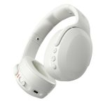 Skullcandy Crusher Evo Wireless Headphones Over Ear Bluetooth Headphone, 40mm Drivers, 40Hr Playtime + Rapid Charge, Adjustable Sensory Crusher Bass, Flat-Folding and Collapsible Design- Bone