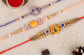 True Decor Designer Swastik and Peacock Assorted Chawal Roli Pack  Set(3 Rakhi, 1 Roli, 1 Chawal)