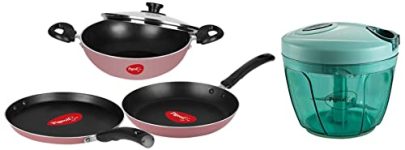 Pigeon Aluminium Cookware Set with Lid and 3 Blades Chopper