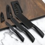 PICKSTORE “3‑Piece Black Chef Knife Set – Ergonomic Manual Sharpening Blades for Home & Restaurant Cooking, Razor‑Sharp, Durable Handles, Essential Culinary Knife Trio”