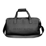 Kenneth Cole Faux Leather Duffle Bag for Travel|Compact and Comfortable for Travelling|Suitable for Men’s and Women’s|Cabin Luggage Bag, 52 x 24 x 28 Centimeters, Black