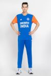 ADIDAS Printed Men V Neck Blue T-Shirt