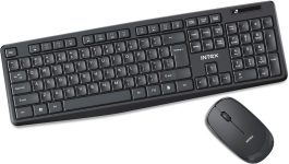 Intex IT-WLKBM01 Wireless Standard Desktop Keyboard Compatible with Desktop, Laptop, Mac Power Wireless Keyboard and Mouse Combo Set(Black)