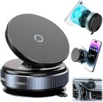 Pereptual 360° Magnetic Car Phone Holder – Vacuum Suction Cup Mount, Hands-Free Phone Stand for Car, Gym, Mirror & Shower, Universal Mobile Compatibility (Non-Extended)