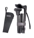 KMINA Aluminum – Ergonomic Walking Stick for Old People (Left Hand), Foldable, Adjustable Height, Palm Grip (Made in Europe)
