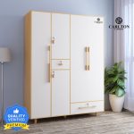 CARLTON LONDON Charlotte Engineered Wood 5 Door Wardrobe(Finish Color – Mangfall Beach & Frosty White, Knock Down)
