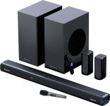 ZEBRONICS Juke BAR 9850 Dolby Atmos Dual Wireless (Subwoofer + Satellites)UHF Microphone 725 W Bluetooth Soundbar(Black, 5.2.4 Channel)
