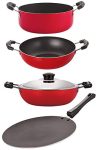 Nirlon Non Stick Aluminium Cookware Essential Giftset with Bakelite Handle, CT12_KD11_DKD(M)_CS24