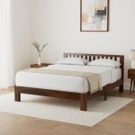Amazon Brand – Solimo Petra Solid Sheesham Wood Queen Bed (Teak Finish)