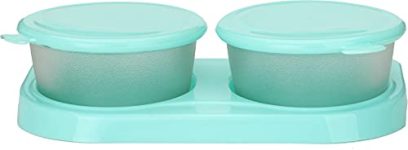 Somil Glass Container Set with Lid and Tray, 200ml/10cm, Set of 2, Purple/Transparent