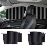 Prextex 4pcs Universal Fit Magnetic Car Side Window Curtains, Foldable Car Window Privacy Curtains Sunshade Side Magnet Pleated Car Window Curtain – Removable – Keeps Cooler Screen (Grey)