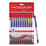 Cello Technotip Ball Pen Set | Pack of 10 | Blue Ball Pens | Lightweight Ball Pens for Pressure Free and Fine Writing | Pens with Comfortable Grip | For School and Office Use | Cello Pens
