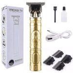 Rukshv Trimmer Men Professional Cordless Buddha Style Hair Clipper Electric Rechargeable T-Blade Beard, Hairs, Moustache, Body Trimmers with 4 Guide Combs Men’s Grooming Kit (Gold)