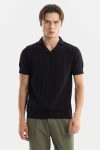 Snitch Solid Men Polo Neck Black T-Shirt