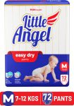 Little Angel Easy Dry Diaper Pants with 12 hrs absorption Medium Size, 7-12 Kgs – M(72 Pieces)