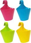 GTB Plastic Hanging pots for Railing fp-04-4 pc 8 INCH Multicolour