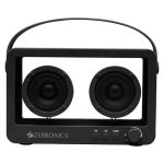 ZEBRONICS Sound Feast 75, Portable Bluetooth Speaker, 14 Watts, 10 Hours Playback, Transparent Body, Dual 6.6 cm Drivers, Carry Strap, Bluetooth v5.3 | TWS | mSD | AUX (Black)