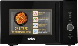Haier 23 L 900 Watt Magnetron, 5 Power Levels, 8 Auto Cook Menus Solo Microwave Oven(HIL2301MBEJ, Black)