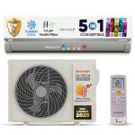 SHARP 1.5 Ton 3 Star Inverter Split AC (5 years free comprehensive Warranty, Copper, 5in1 Convertible, Turbo Cool Technology, AntiCorrosive Gold Fin, 2025 Model, AHSI18V3BGC, White)