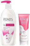 POND’S Men’s Women’s Silky, Smooth Skin Triple Vitamin Moisturizing Body Lotion Cream, 600ml & POND’S Bright Beauty Spot-less Glow Face Wash, 200g