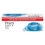 Pears Soft & Fresh Bathing Soap Bar 125 g (Pack of 6) With Glycerin & Mint, Cooling Soap for Glowing Skin & Body – Paraben Free, For Men & Women